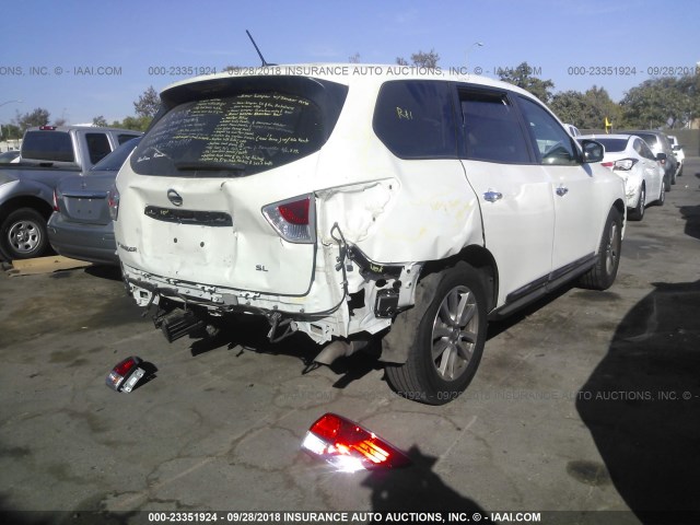 5N1AR2MN2FC644954 - 2015 NISSAN PATHFINDER S/SV/SL/PLATINUM WHITE photo 4