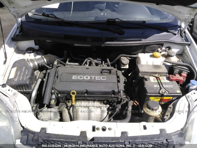 KL1TD5DE7AB127376 - 2010 CHEVROLET AVEO LS/LT WHITE photo 10