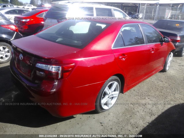 4T1BF1FK0EU828261 - 2014 TOYOTA CAMRY L/SE/LE/XLE RED photo 4
