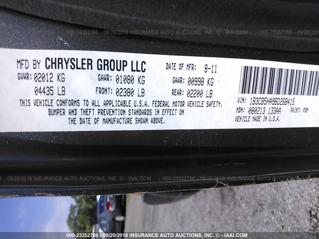 1B3CB5HA9BD268415 - 2011 DODGE CALIBER HEAT GRAY photo 9