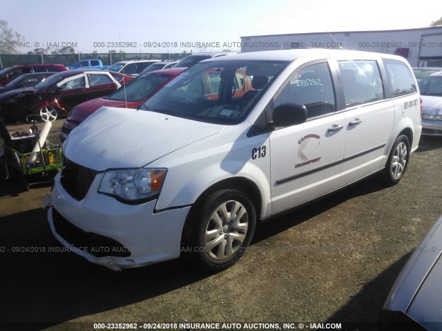 2C4RDGBG5GR398465 - 2016 DODGE GRAND CARAVAN SE WHITE photo 2