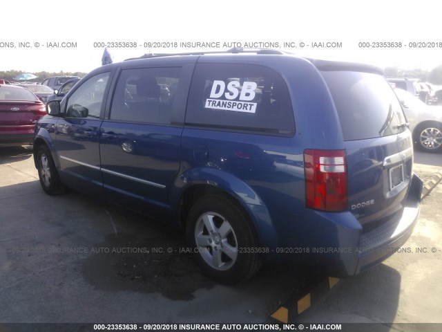 2D4RN5D11AR296875 - 2010 DODGE GRAND CARAVAN SXT BLUE photo 3