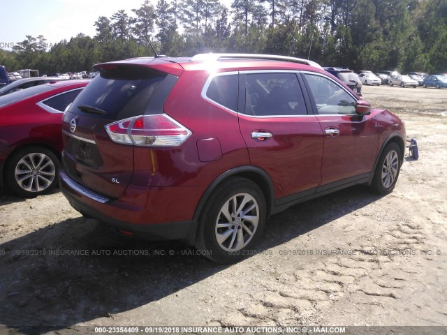 5N1AT2MT1FC751834 - 2015 NISSAN ROGUE S/SL/SV RED photo 4