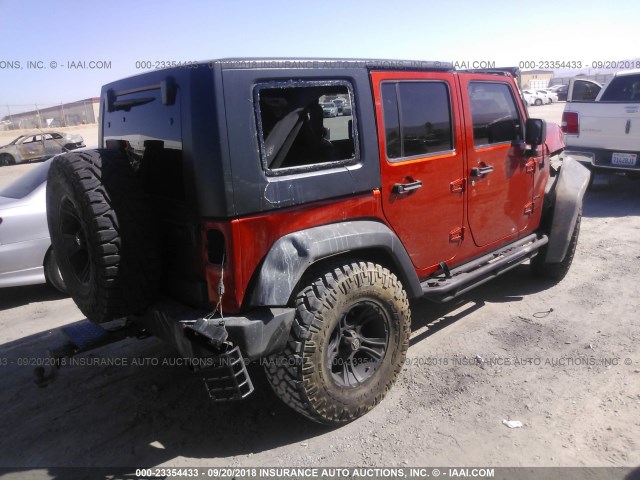 1J4GA39149L739628 - 2009 JEEP WRANGLER UNLIMITED X ORANGE photo 4