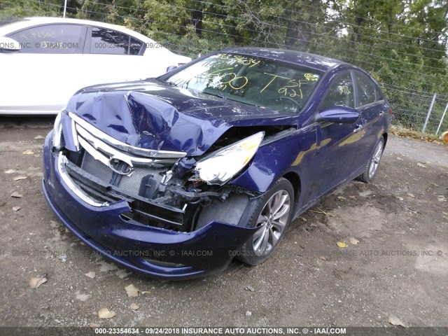 5NPEC4AC3DH578566 - 2013 HYUNDAI SONATA SE/LIMITED BLUE photo 2