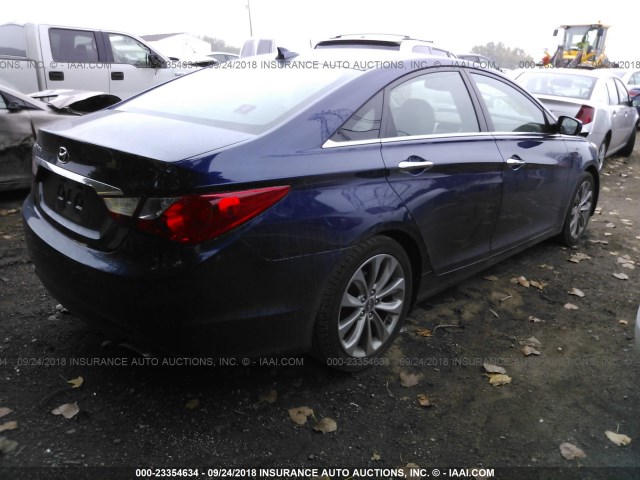 5NPEC4AC3DH578566 - 2013 HYUNDAI SONATA SE/LIMITED BLUE photo 4