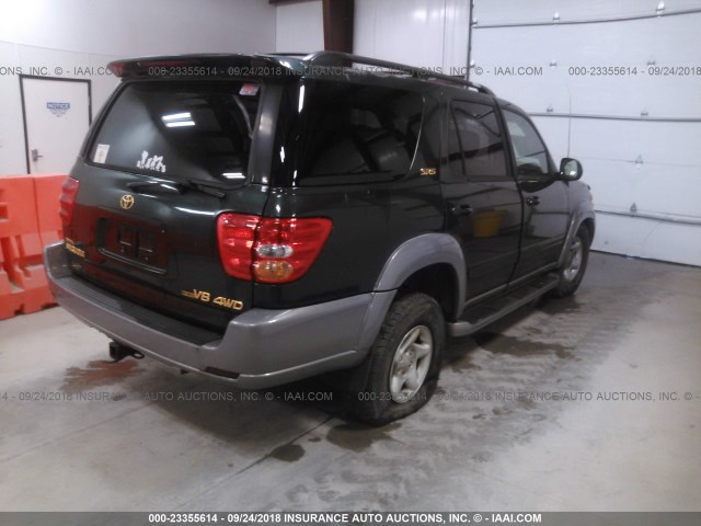 5TDBT44A02S067983 - 2002 TOYOTA SEQUOIA SR5 GREEN photo 4