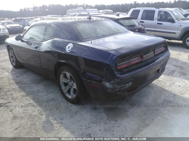 2C3CDZAG0FH757992 - 2015 DODGE CHALLENGER SXT BLUE photo 3