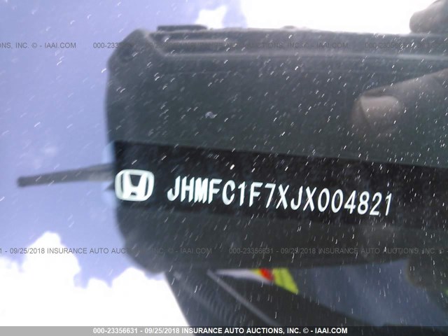 JHMFC1F7XJX004821 - 2018 HONDA CIVIC EXL WHITE photo 9