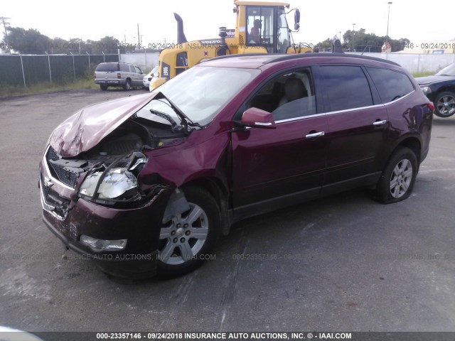 1GNLRFED4AJ248482 - 2010 CHEVROLET TRAVERSE LT RED photo 2