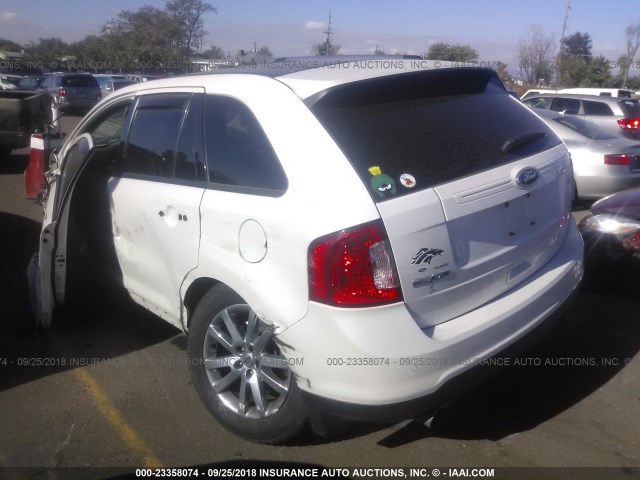 2FMDK4JC1DBC11669 - 2013 FORD EDGE SEL WHITE photo 3