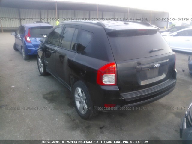 1C4NJCBA8CD503475 - 2012 JEEP COMPASS SPORT BLACK photo 3