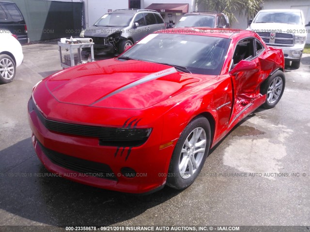 2G1FB1E31F9295128 - 2015 CHEVROLET CAMARO LS RED photo 2