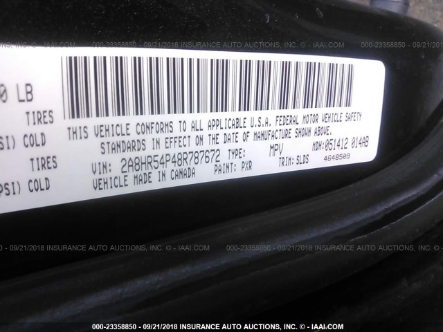 2A8HR54P48R787672 - 2008 CHRYSLER TOWN & COUNTRY TOURING BLACK photo 9