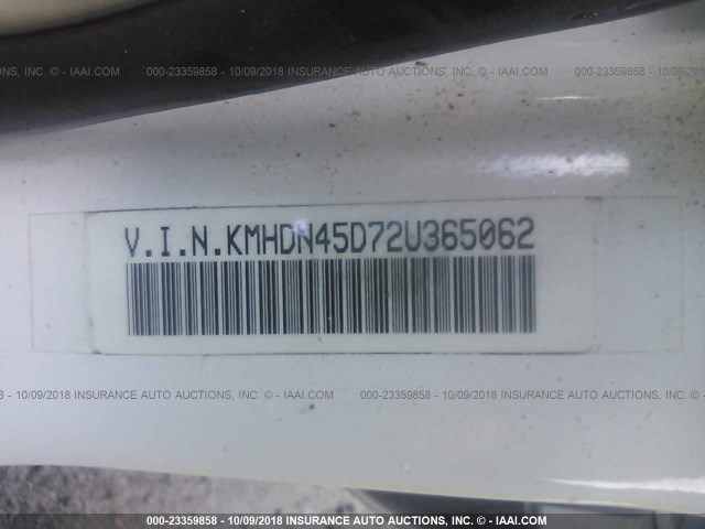 KMHDN45D72U365062 - 2002 HYUNDAI ELANTRA GLS/GT თეთრი ფოტო 9