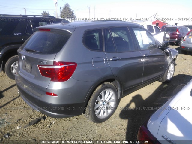 5UXWX9C53E0D27616 - 2014 BMW X3 XDRIVE28I SILVER photo 4