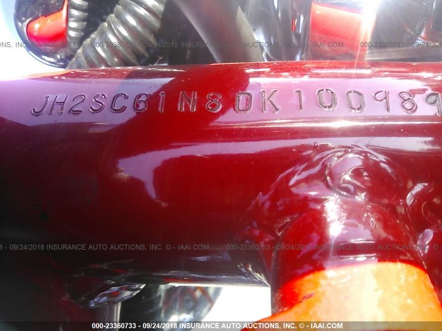 JH2SC61N8DK100989 - 2013 HONDA VT1300 CX RED photo 10