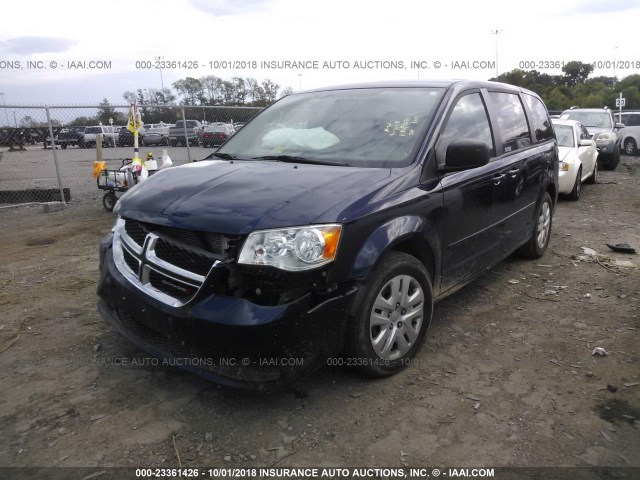 2C4RDGBG4HR626036 - 2017 DODGE GRAND CARAVAN SE BLUE photo 2