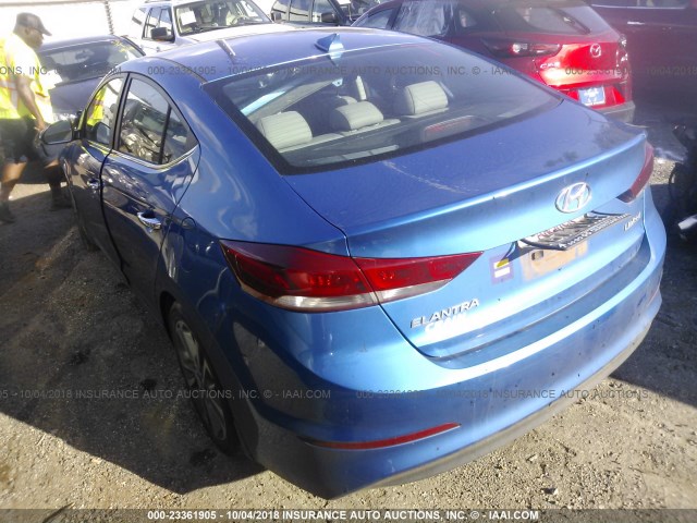 5NPD84LF0HH080237 - 2017 HYUNDAI ELANTRA SE/VALUE/LIMITED BLUE photo 3