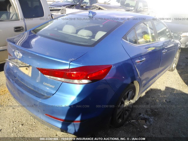 5NPD84LF0HH080237 - 2017 HYUNDAI ELANTRA SE/VALUE/LIMITED BLUE photo 4