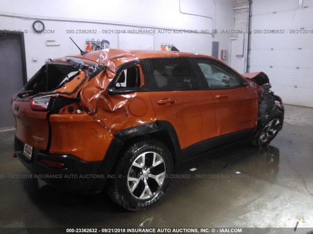 1C4PJMBS4FW623905 - 2015 JEEP CHEROKEE TRAILHAWK 橙色 照片 4