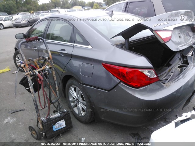 5NPEB4ACXDH600114 - 2013 HYUNDAI SONATA GLS GRAY photo 3