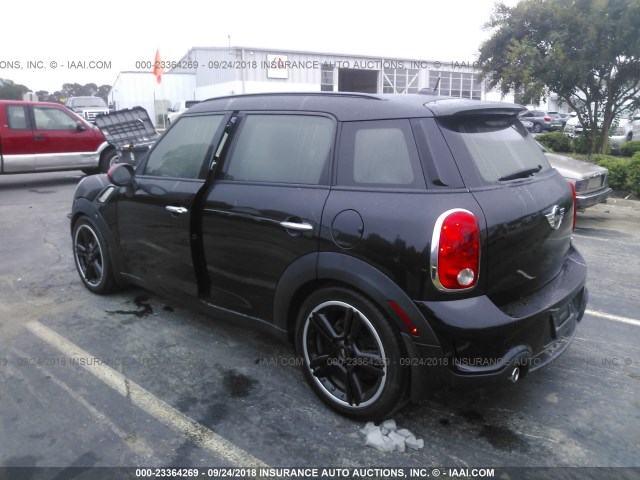 WMWZC3C54BWM25774 - 2011 MINI COOPER S COUNTRYMAN BLACK photo 3