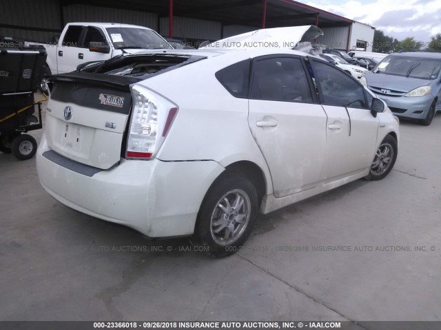 JTDKN3DU5B0300774 - 2011 TOYOTA PRIUS WHITE photo 4