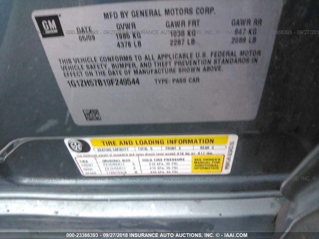 1G1ZH57B19F249544 - 2009 CHEVROLET MALIBU 1LT GREEN photo 9