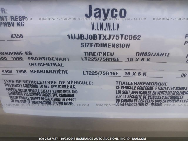 1UJBJ0BTXJ75T0062 - 2018 JAYCO JAY FLIGHT TRAVEL TRAILER  WHITE photo 9