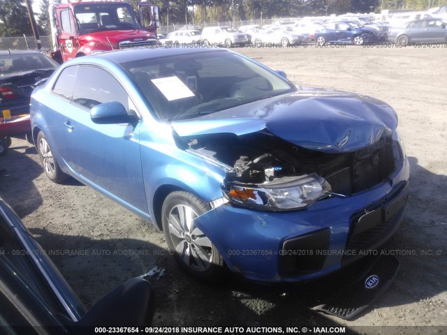 KNAFU6A23D5740195 - 2013 KIA FORTE EX BLUE photo 1