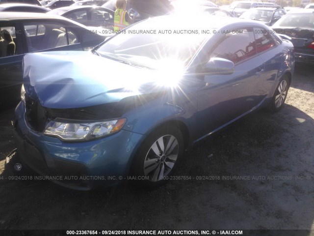 KNAFU6A23D5740195 - 2013 KIA FORTE EX BLUE photo 2