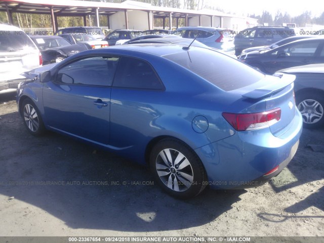 KNAFU6A23D5740195 - 2013 KIA FORTE EX BLUE photo 3