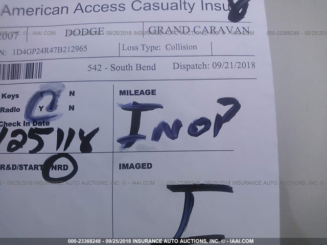 1D4GP24R47B212965 - 2007 DODGE GRAND CARAVAN SE GOLD photo 7