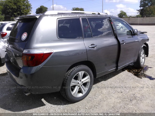 JTEES43A482018346 - 2008 TOYOTA HIGHLANDER SPORT GRAY photo 4