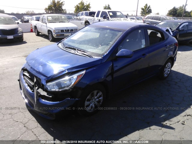 KMHCT4AEXGU124796 - 2016 HYUNDAI ACCENT SE BLUE photo 2