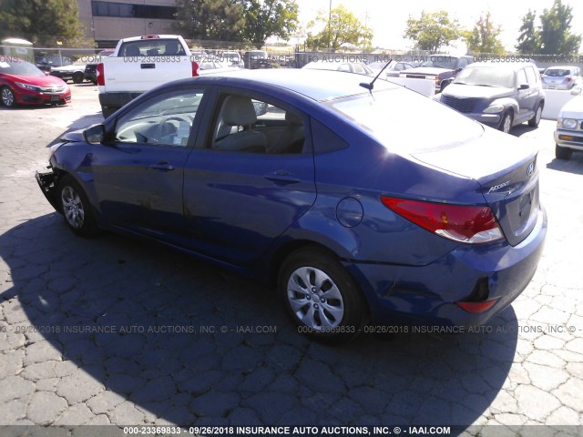 KMHCT4AEXGU124796 - 2016 HYUNDAI ACCENT SE BLUE photo 3