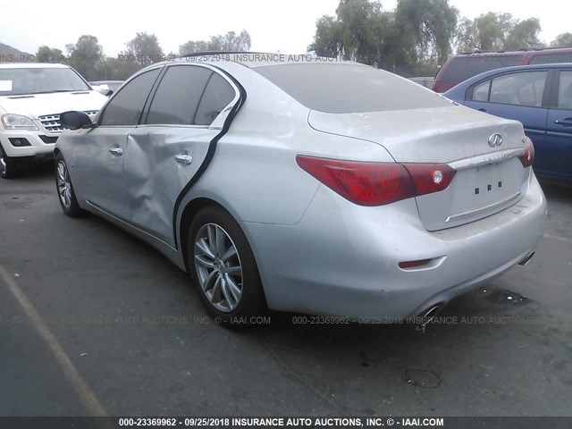 JN1BV7AP2FM350619 - 2015 INFINITI Q50 PREMIUM/SPORT SILVER photo 3