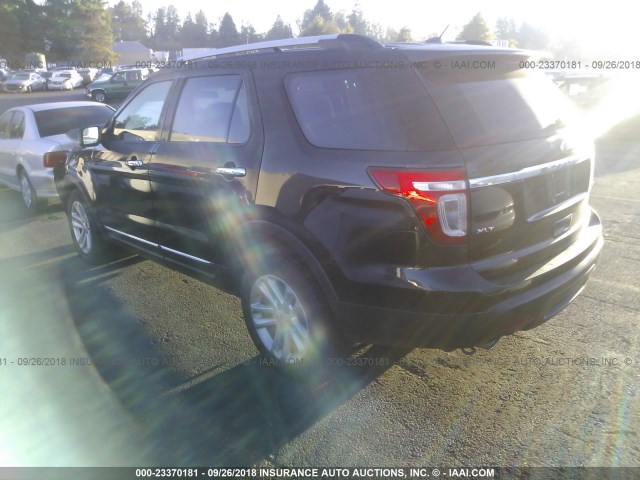 1FM5K8D88FGB33227 - 2015 FORD EXPLORER XLT BLACK photo 3