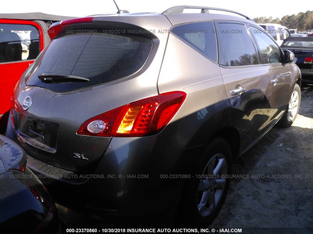 JN8AZ18U19W029948 - 2009 NISSAN MURANO S/SL BROWN photo 4