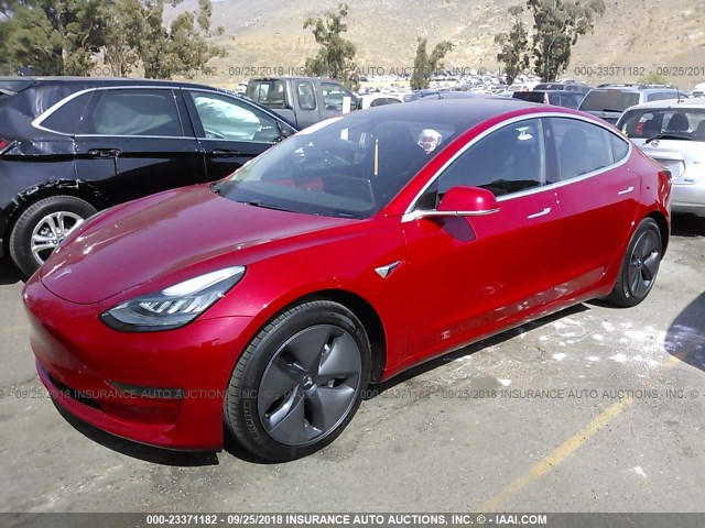 5YJ3E1EA5JF047985 - 2018 TESLA MODEL 3 RED photo 2