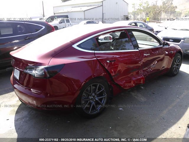 5YJ3E1EA5JF047985 - 2018 TESLA MODEL 3 RED photo 4