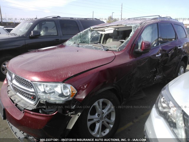 1C4SDJDT9DC638243 - 2013 DODGE DURANGO CREW RED photo 2