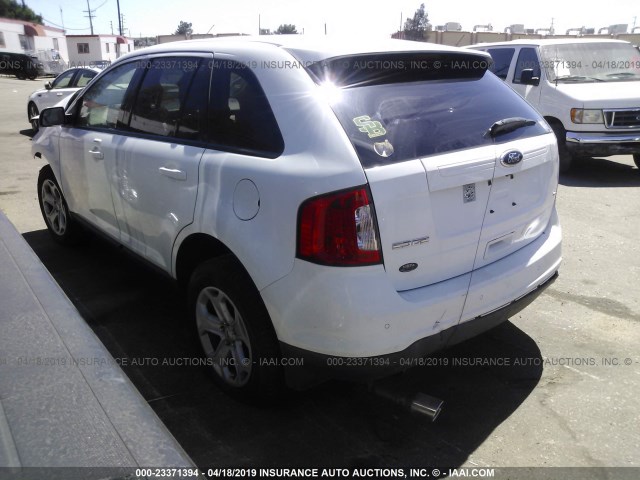 2FMDK3JC8EBA10895 - 2014 FORD EDGE SEL WHITE photo 3