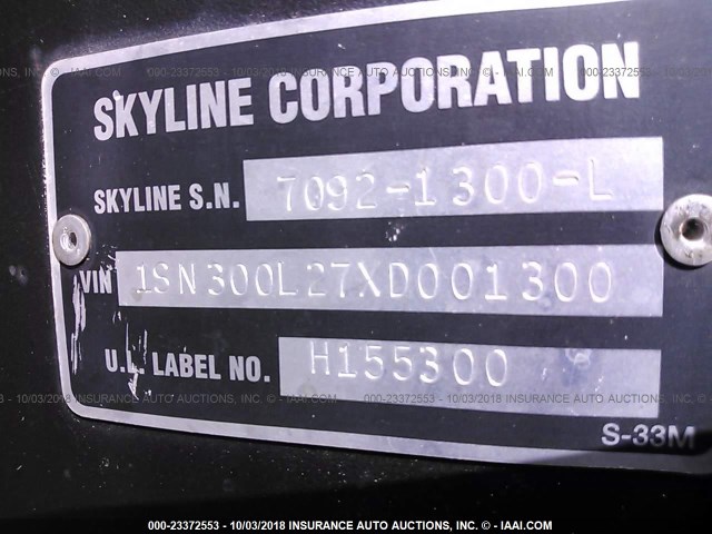 1SN300L27XD001300 - 1999 SKYLINE NOMAD  WHITE photo 9