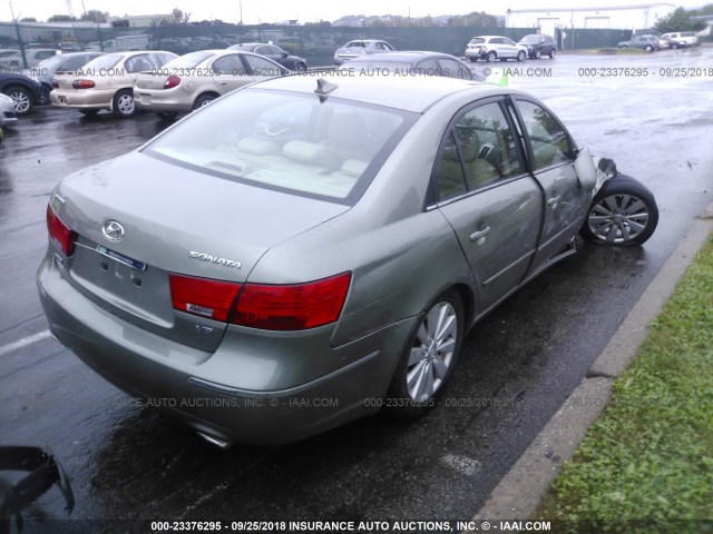 5NPEU46F09H477220 - 2009 HYUNDAI SONATA SE/LIMITED GREEN photo 4