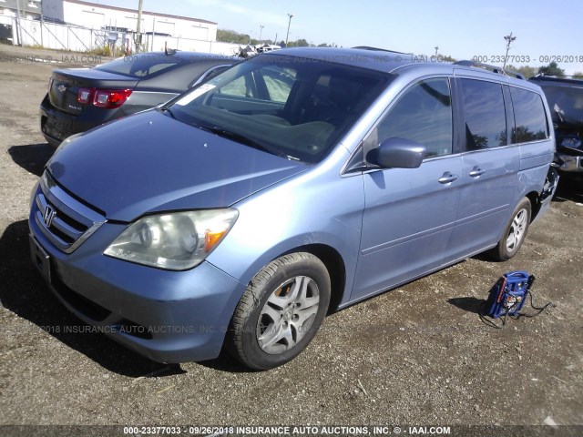 5FNRL387X6B008991 - 2006 HONDA ODYSSEY EXL Light Blue photo 2