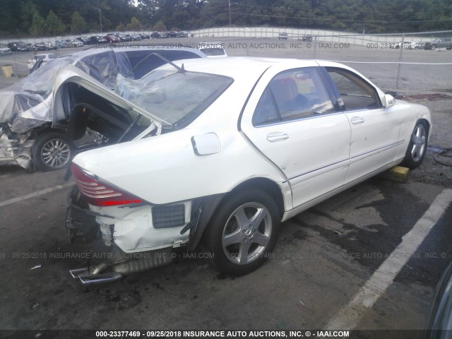 WDBNG70J65A439089 - 2005 MERCEDES-BENZ S 430 WHITE photo 4