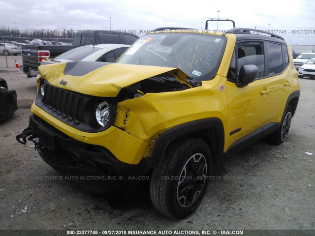 ZACCJBCT3FPB91606 - 2015 JEEP RENEGADE TRAILHAWK YELLOW photo 2