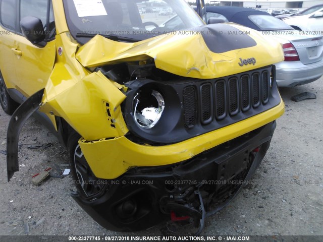 ZACCJBCT3FPB91606 - 2015 JEEP RENEGADE TRAILHAWK YELLOW photo 6